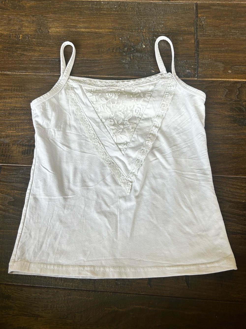 Women's White Lace V-Inset Camisole Tank - Classic Layering